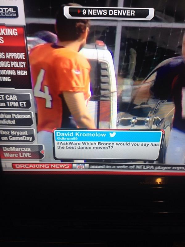 dkrom59's tweet photo. Thank you @nflnetwork @AroundTheNFL for including my question on NFL Total Access tonight!! #AskWare http://t.co/yGmVZm4qIO