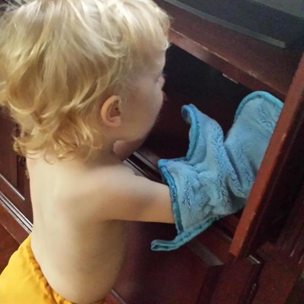 Let's teach our children chemical free cleaning habits now #Norwex #growinggreenteam #chemicalfree #Dustmitt