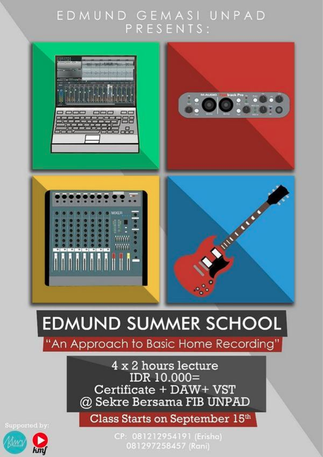 This is cool! <a href="/EdmundUnpad/">Edmund</a> presents Edmund Summer School "An Approach to Basic Home Recording" \\  contact: <a href="/eBellaa/">Erisha Bella Christy</a>