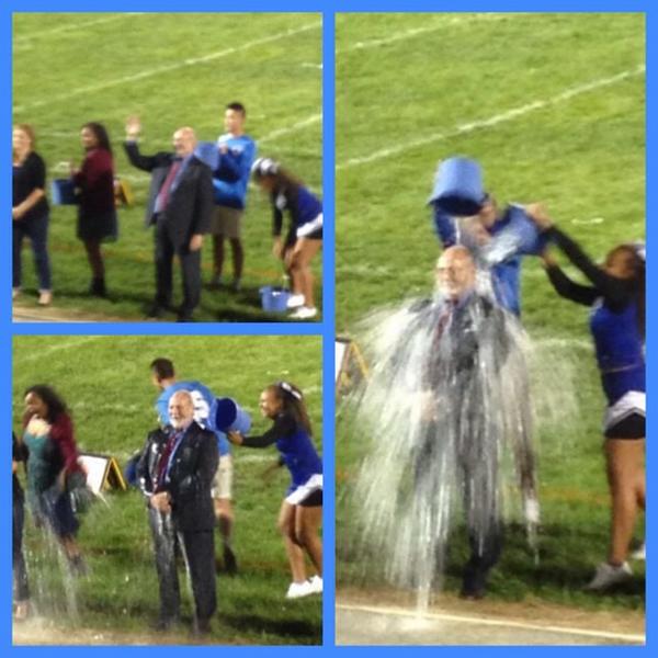 gcmitts's tweet image. My hubby Nelson taking #ALSchallenge at  #MRHhighschool homecoming; he was only 10 when his dad died of ALS.