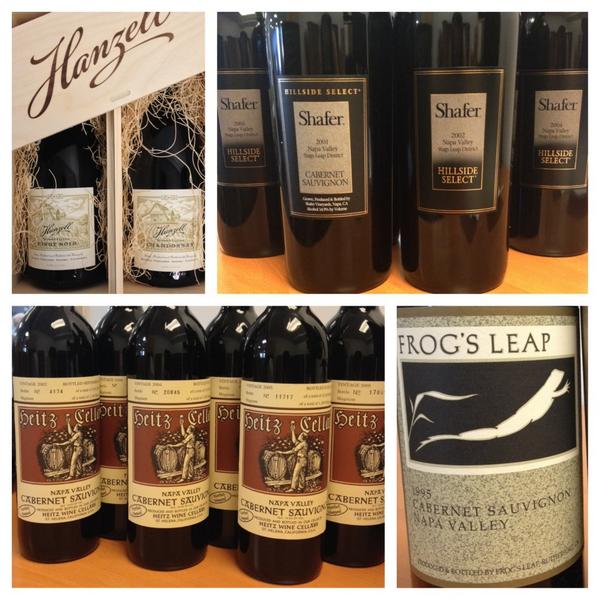 NorthEndGrill's tweet photo. Thanks 4 the amazing donation- #autumnharvestdinner2014 for @nokidhungry! @ShaferVineyards #heitz #frogsleap #hanzell http://t.co/AuQkvvRd4P