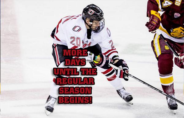 TheNCHC's tweet photo. Less than 3 weeks! Only Jake Guentzel (@UNO_Hockey) more days until the puck drops on the regular season! #NCHCHockey http://t.co/fJRJjUy06j