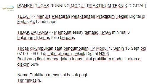 lab_tekdig's tweet photo. SANKSI TUGAS RUNNING MODUL PRAKTIKUM TEKNIK DIGITAL http://t.co/ZN359imdPa