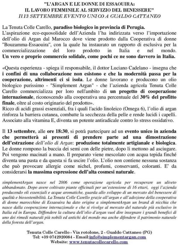 simplementargan's tweet image. Tenuta Colle Carello vi aspetta questa sera a Gualdo Cattaneo #Perugia #Umbria! #simplementArgan #donne #Marocco