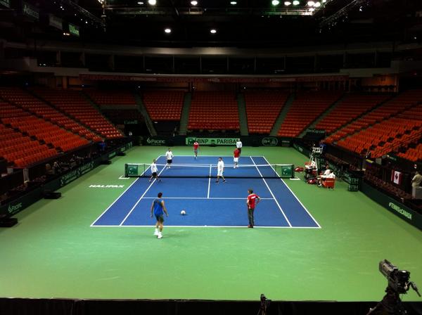 JSSadi's tweet image. Day 3 Davis Cup. Team Canada warms up with a little soccer tennis. #TENNISisCANADA swarmapp.com/jssadi/checkin…