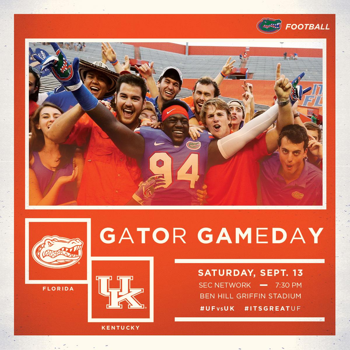 Gators Football on Twitter: "It's #Gator game day! #UFvsUK at 7:30