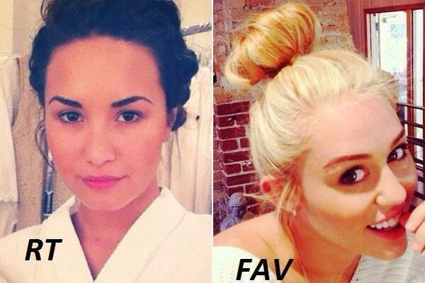 StarVersusCeleb's tweet image. Who looks better without make up? 

RT for Demi Lovato 
FAV for Miley Cyrus