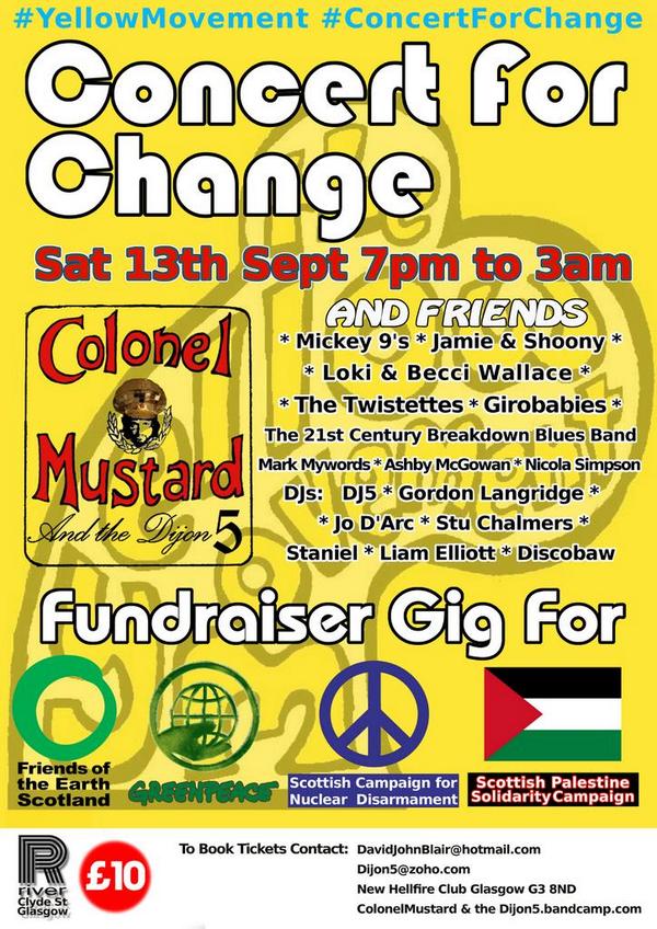DavidJBlair's tweet image. #YellowMovement #ConcertForChange @colonel5mustard @Mickey9s @Girobabies @lokiscottishrap in @Riverglasgow tonight