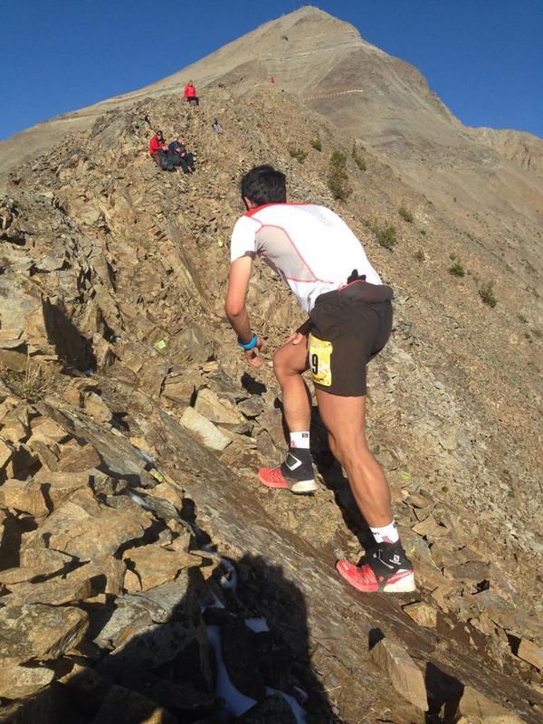 Runtherut's tweet photo. 1st place @kilianj heading up Lone Peak a bit ago. #lookatthosecalves #runtherut @Skyrunning_com @salomon_running http://t.co/mMahI9h67e
