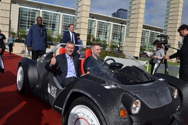 HurTBurtT's tweet photo. #Strati made the the block! #3DPrintedCar #MFGNation #MakingHistory #IMTS2014 @localmotors @amtonline @IMTS_summit http://t.co/2ZReIqFwcr