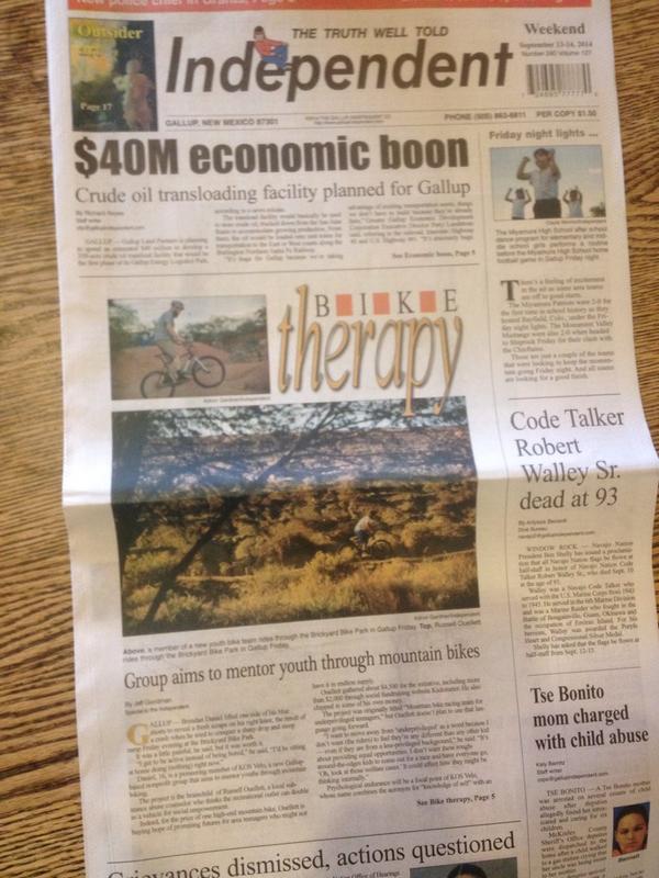BikeGallup's tweet photo. Russel Ouelett's #KOSvelo on the front page of the #Gallup Independent! #morekidsonbikes #bikegallup #bikenewmexico http://t.co/VGFeRNm6yv