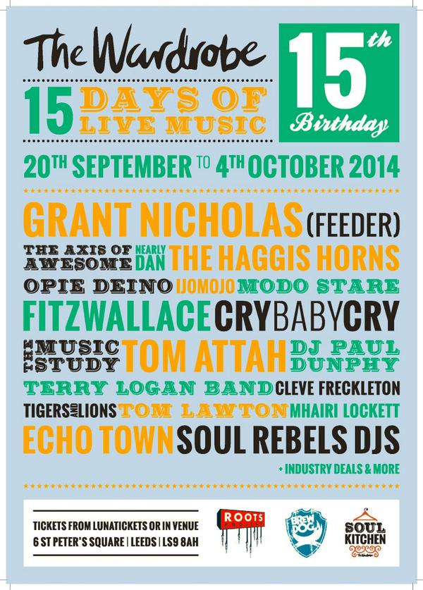 15 days of live music to celebrate 15 years as a music venue in Leeds!