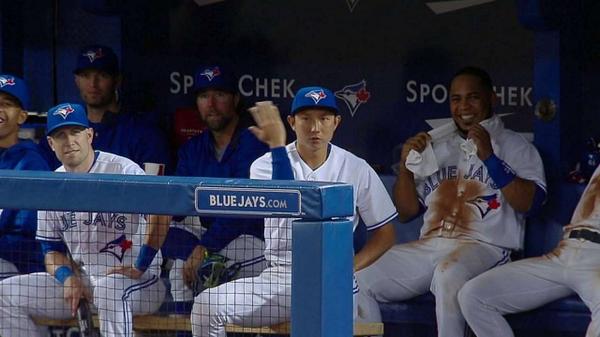 FindSalsaDance's tweet photo. Kawasaki shows off dance moves in the dugout http://t.co/cpjwmgDlqz #majorleaguebaseball #mlbcom http://t.co/8MtsF3bzQJ