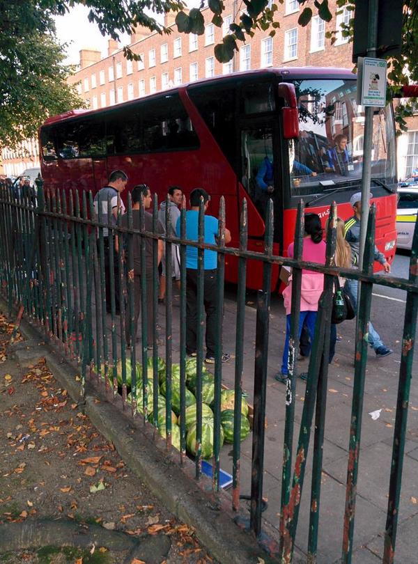 firstspear's tweet photo. @Insight_ICT watermelon accident in Dublin http://t.co/oNnLdNgma2