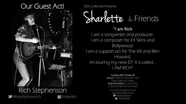 itssharlette's tweet photo. @stephensonrich will be performing at @freedombarsoho for #SharletteAndFriends https://t.co/C0mITYYHyE CANT WAIT! http://t.co/27LcO6rqRw
