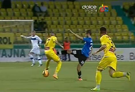Nikolov was shown red card for this kick