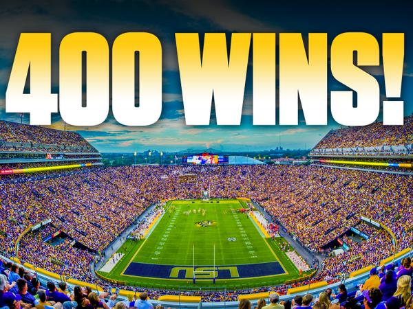 LSUfootball's tweet photo. Tonight's win was #LSU's 400th in @LSUTigerStadium, LSU has outscored its opponents 12,262-3,630 in the 400 wins. http://t.co/sCcY8aTJZm