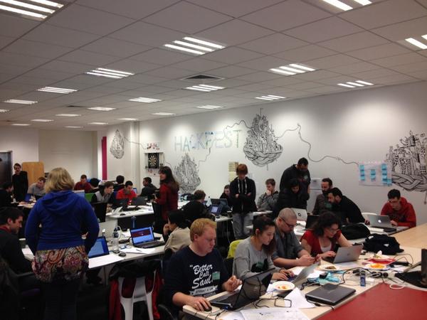 summeroftech's tweet photo. Trying to get everything done in time! 1 hour left before pitching time. #hackfestSOT14 http://t.co/iXM9e1ccJK