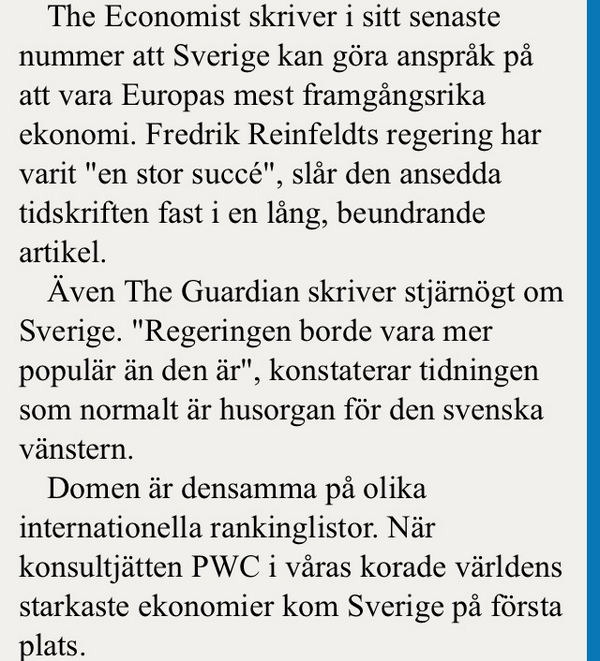 NiklasNiva's tweet photo. Det är lätt att regera i medvind och högkonjunktur. Alliansen har däremot gjort det i en enorm ekonomisk kris. http://t.co/9W6hfOeiZM