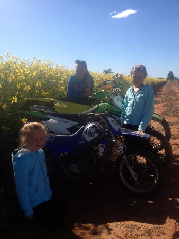 glenleeguru's tweet photo. Great day out on the bikes , checking the crops with the kids #gofasterdad. http://t.co/G5B1bF6Grw