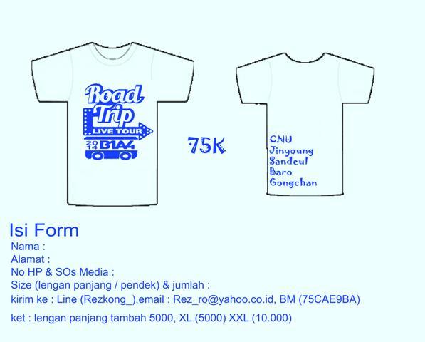 RizkhiRach's tweet photo. [HELP RT] @BANApalembang   PO Replika Tshirt Road Trip B1A4.  | 75K | s/d 26  oct | http://t.co/AdgvKHlu64
