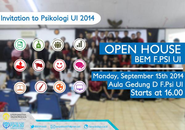 Selamat malam <a href="/PsikoUI2014/">Psikologi UI 2014</a>! Kami tunggu kehadiranmu BESOK (15/09) di acara Open House BEM F.Psi UI :)