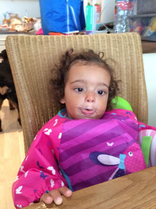MichalaHussein's tweet photo. Daddy's return from Bristol with goodies from @GardnersPatch.Nafisa loved her figs &amp; yoghurt!Thank you Uncle Zane 😍 http://t.co/1H2DI6Pftr