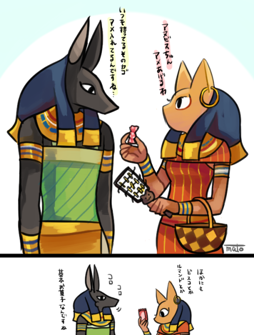 わんことにゃんこ
バステトさんは籠が持ち物のひとつなのがかわいい 
