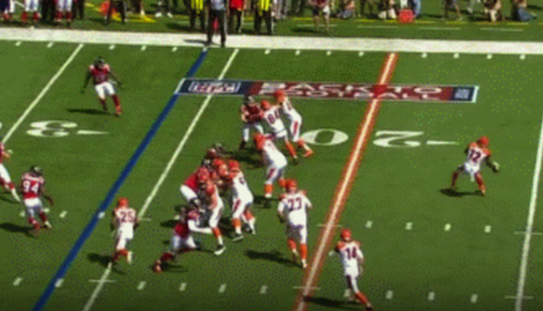 BleacherReport's tweet photo. GIF: Bengals WR Mohamed Sanu throws a perfect 50-yard bomb to Brandon Tate. http://t.co/qF8MV7mIa4 http://t.co/jzRrL6sccp