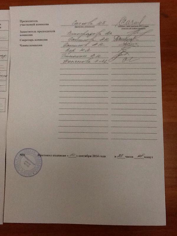 herud8's tweet photo. Итоги голосования 1192 участок #МоскваВыбирает http://t.co/GhBruEzSbP