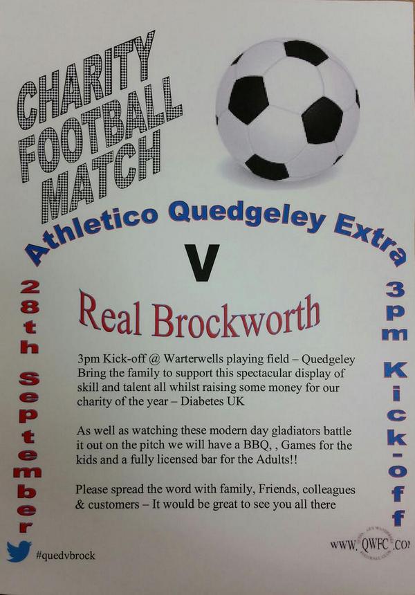 2 weeks today!!!!
Come &amp; see <a href="/Brockworth5363/">Brockworth Extra</a> challenge <a href="/3074Extra/">Quedgeley Extra 3074</a> all whilst raising money for <a href="/DiabetesUK/">Diabetes UK</a> please RT