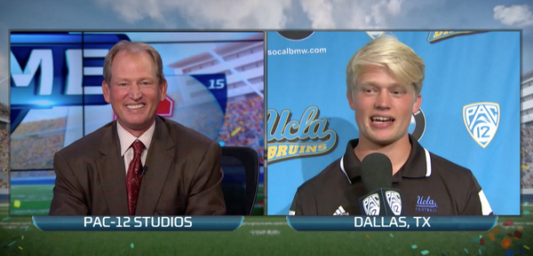Pac12Network's tweet photo. Jerry Neuheisel "floating on a cloud" during postgame interview with his dad @CoachNeuheisel: http://t.co/ezm4w17udO http://t.co/sTFVo3TvBt