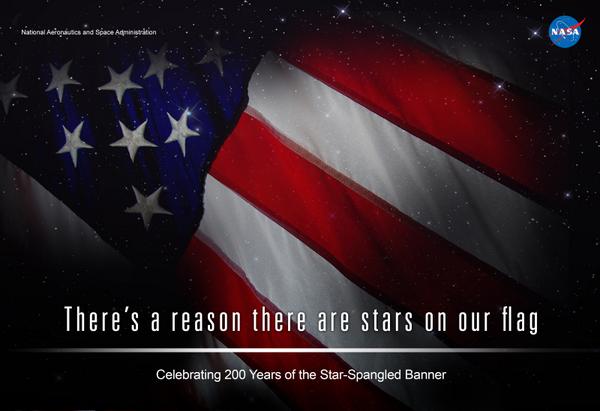 NASA's tweet image. We celebrate 200th anniversary of our national anthem: go.nasa.gov/1s0lTzY #StarSpangled200 @StarSpangled200 