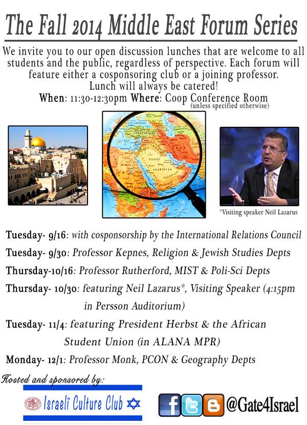 Looking forward! #College  MT <a href="/Gate4Israel/">Gate4Israel Alliance</a>: Food, controversial issues, healthy discussion..