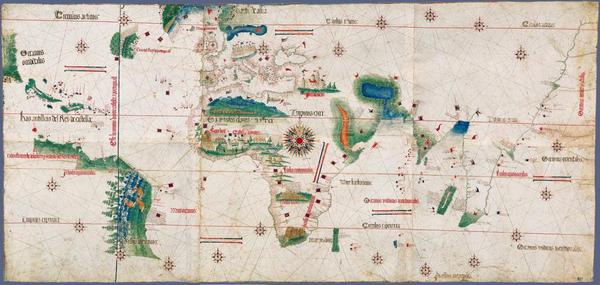 Cantino Planisphere: Earliest Map of #PortugueseDiscoveries 1502. #East & #West #Globe #Travels #Navigators #Portugal