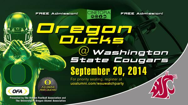 CinetopiaPR's tweet image. U of O watch party against WSU @ our Progress Ridge Location.   Pre-Register for priority seating.  9/20/14 7:30pm