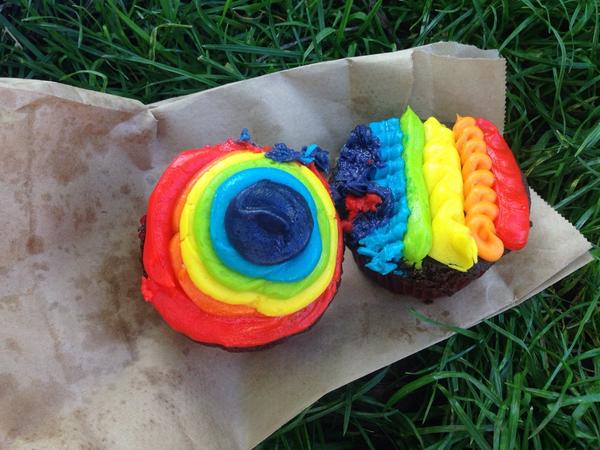 MileHightheGrey's tweet photo. At @OutBoulder #PrideFest2014 with my younger two daughters. Hey — they love rainbows. And cupcakes. #boulderpride http://t.co/knAjBiSfyP