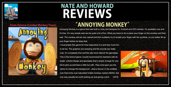 LucreGames's tweet photo. Free Mobile Game Review Annoying Monkey
#NHREVIEWS #FREE #monkey #gamedev #gamersunite #indiegamedev #mobile
#review http://t.co/VyiWsF9eFZ