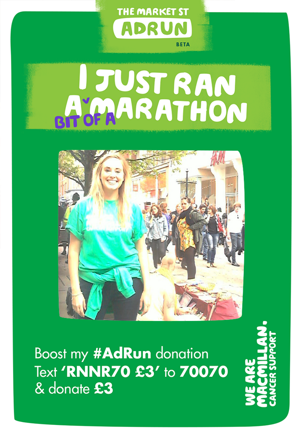 adrun14's tweet photo. You can support all the work Mandy and the team at @MacmillanMANC do with a donation, text 'RNNR70 £13' to 70070 ... http://t.co/vWUHiP4I6w