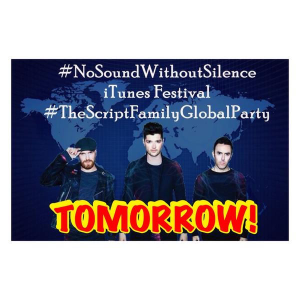 princess7bunny's tweet photo. Tomorrow!!!! #noSoundwithoutsilence #thescriptfamilyglobalparty 3 HRS to go! http://t.co/Q20RUoE2lw
