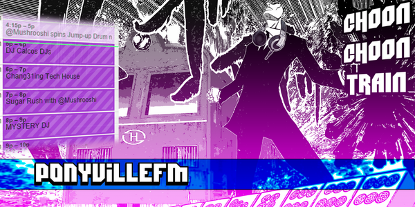 PonyvilleFM's tweet photo. We have @DJCalcos LIVE right now on the #ChoonChoonTrain, followed by @Chang31ing then @Mushrooshi again! #Brony http://t.co/hWRNc4Ed23