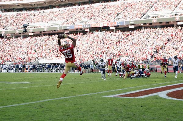 Happy birthday 27-year-old Michael Crabtree opened the scoring in Santa Clara 