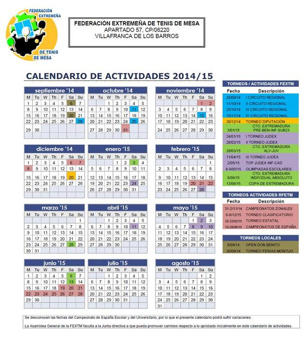 TresBalconesTM's tweet photo. Calendario de actividades de la FEXTM para esta temporada . http://t.co/urqijZGqs8