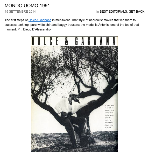 A_Calascibetta's tweet photo. Get Back #nineties Top Model Antonis @dolcegabbana #sicilia #beginningoftheweek #themenissue #besteditorials http://t.co/ym0FqdtDfP
