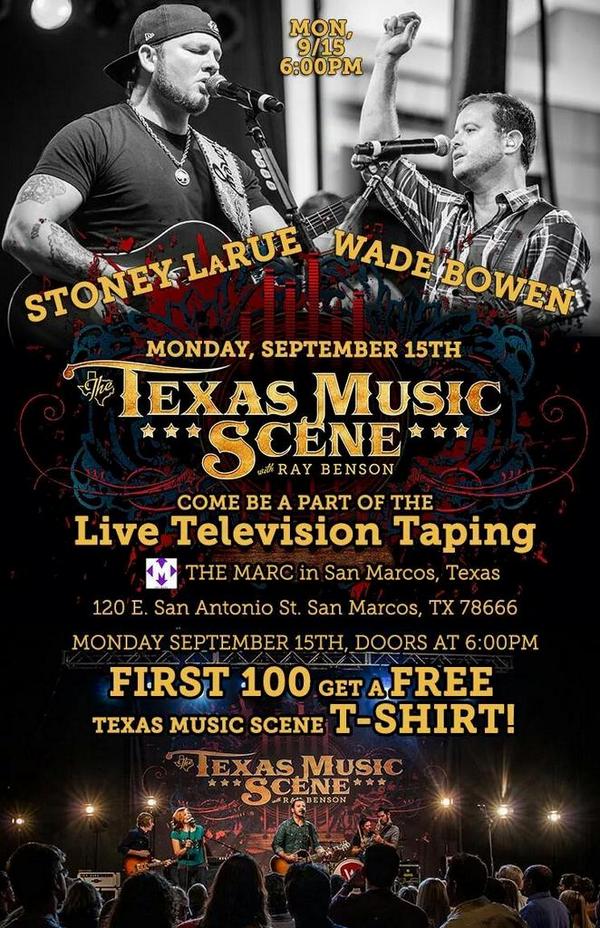 Boom! The day is finally here. Come join us tonight for <a href="/WadeBowen/">Wade Bowen</a> &amp; <a href="/stoneylarue/">stoney larue</a> <a href="/TourSanMarcos/">Visit San Marcos, Texas</a> in <a href="/TheMarcSM/">THE MARC</a> #TXMS