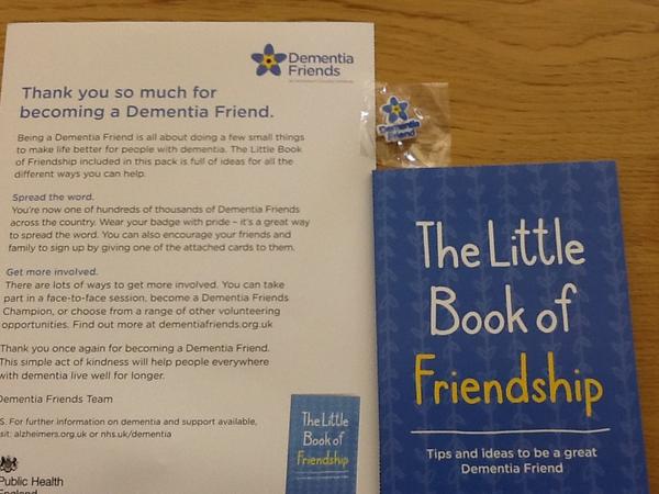 MemoryDevices's tweet image. Got our pack through from #DementiaFriends today! Thank you @DementiaFriends
