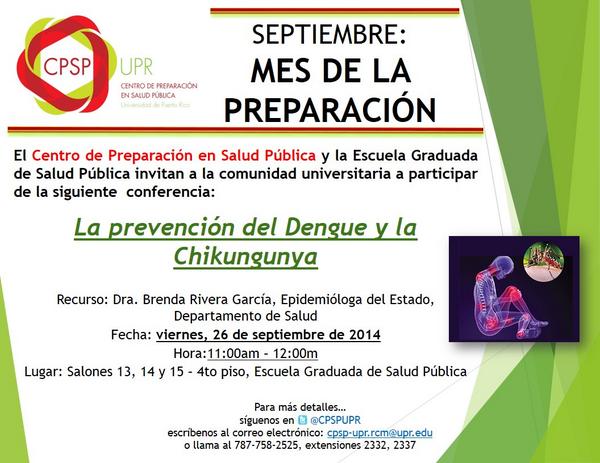 CPSPUPR's tweet photo. ¿Quieres saber cómo prevenir la #chikungunya? la epidemióloga del estado nos explica ¡acompáñanos! @DeptSaludPR http://t.co/lhV43k3QuT