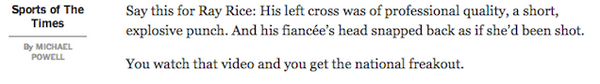 reviseandproof's tweet image. #tonedef, yes @Gawker: "NYT columnist writes worst lede ever on Ray Rice gaw.kr/WqwRPxO http://t.co/EdncfVNw7x”