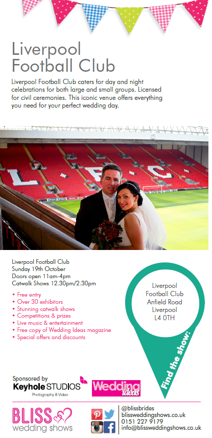 LFC_Events's tweet photo. Looking for a #wedding venue, come along to the wedding fair at Anfield on the 19th October, #Liverpool #bride http://t.co/NRs43BIb8u