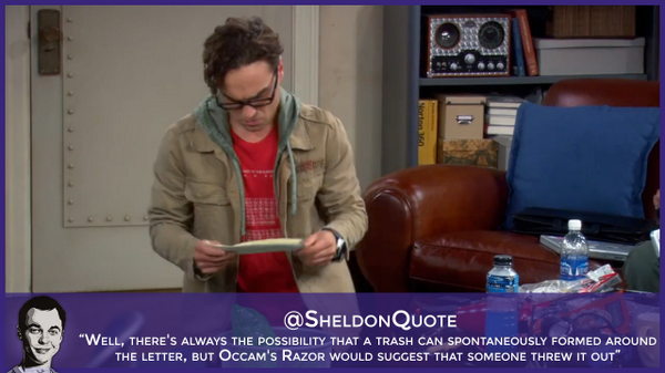 SheldonQuote's tweet image. “Spontaneously formed around the trash can” #TBBT